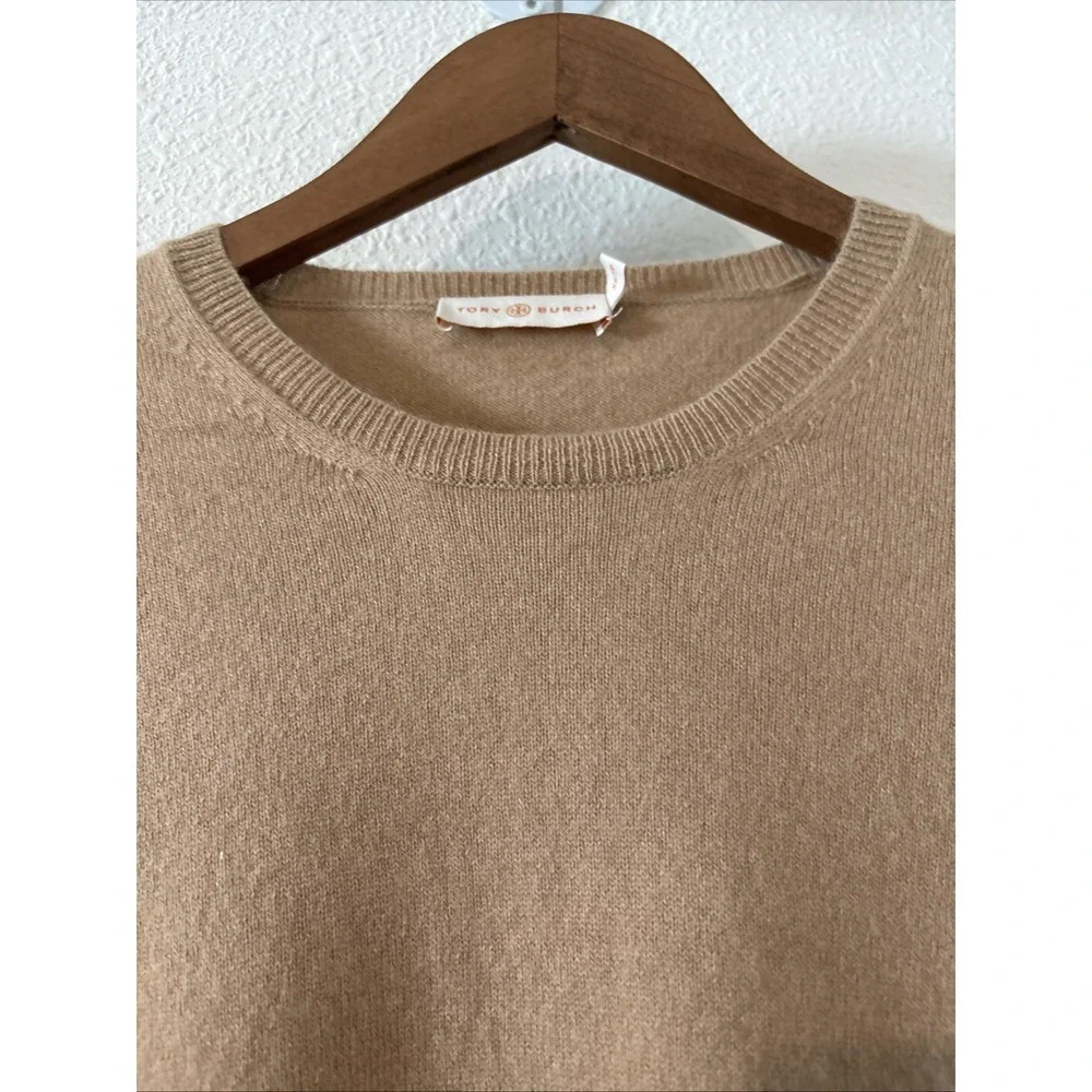 Tory Burch Bella Cashmere Sweater Tan Camel‎ Size XS Classic Closet Staple